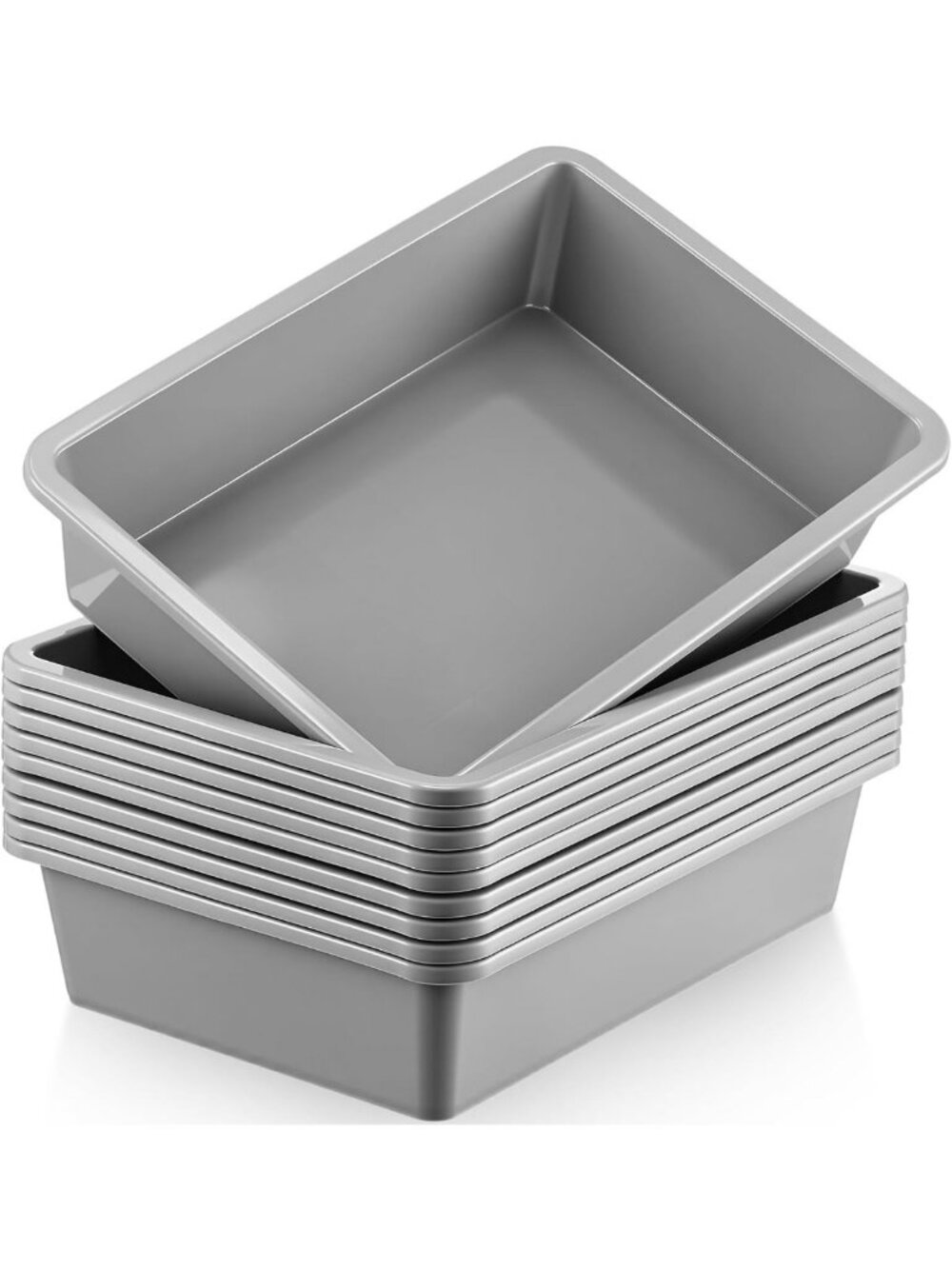 10 Pack Gray Flat Paper Trays - Organizing Bins, 13.78" x 9.84" x 3.15
